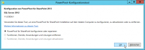 PowerPivot-Konfigurationstool - Konfiguration von PowerPivot für SharePoint 2013 - SQL Server 2012 - PowerPivot für SharePoint konfigurieren oder reparieren