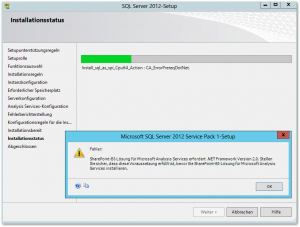 SQL Server 2012-Setup - PowerPivot Fehler - SharePoint-BI-Lösung für Microsoft Analysis Services erfordert .NET Framework Version 2.0