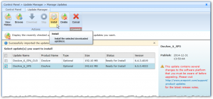 DocAve 6 - Control Panel - Update Manager - Manage Updates - DocAve_6_SP5 - Install Button