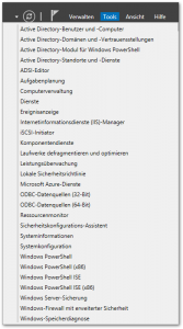 Server 2012 - Server-Manager - Tools - Button - Menü