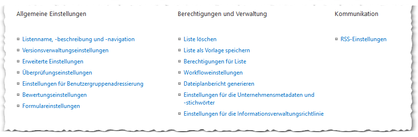 Wiki Bibliothek migrieren - Listeneinstellungen - Allgemeine Einstellungen - Berechtigungen und Verwaltung - Kommunikation - Liste - SharePoint 2013