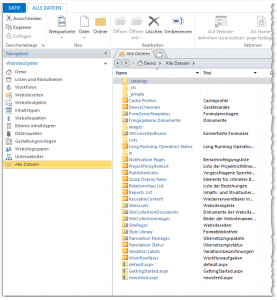 SharePoint Designer - Navigation - Websiteobjekte - Demo Sitecollection - Alle Dateien - SharePoint 2013
