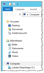 Windows-Explorer - linker Bereich - Favoriten - Bibliotheken - Computer - Windows 8 - Server 2012