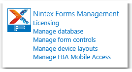 CA - ZA - Nintex Forms Management 2013 - Licensing - Manage database - Manage form controls - Manage device layouts - Manage FBA Mobile Access - Icon
