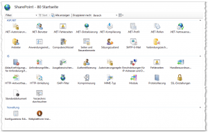 IIS - Manager - Sites - SharePoint - 80 - Optionen - Mittelfeld - Icons