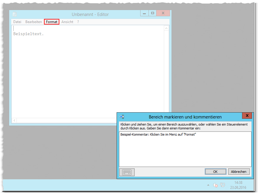 Windows Problem Step Recorder - PSR - Problemaufzeichnung - Schrittaufzeichnung - Bereich markieren und kommentieren