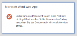 WOPI: Could not deserialize file metadata - OWA - Office Web Apps - WAC - Microsoft Word Web App - Leider kann das Dokument wegen eines Problems nicht geöffnet werden - Error